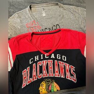 Woman’s Chicago Blackhawks check tshirt bundle